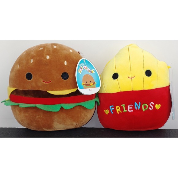 Squishmallows Floyd The Fries And Carl The Burger 8" Plush NWT Kellytoy Lot Of 2 - Picture 1 of 12
